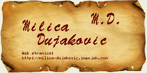 Milica Dujaković vizit kartica